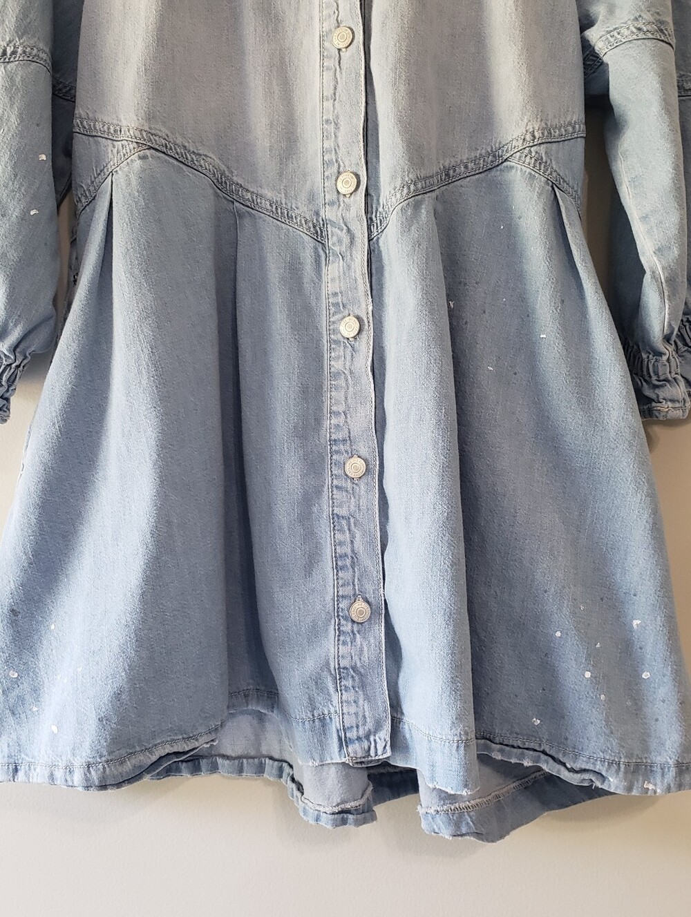 We The Free The Hannah Light Wash Denim Button Front Mini Shirtdress Women Small - Picture 3 of 14